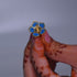 Pure Silver Dark Blue Enamel Flowers 18G (Pack Of 10)